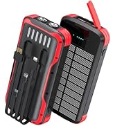 SOXONO Solar Charger Power Bank, PD 20W Fast Charging External Batter, 40000mAh Portable Phone Ch...