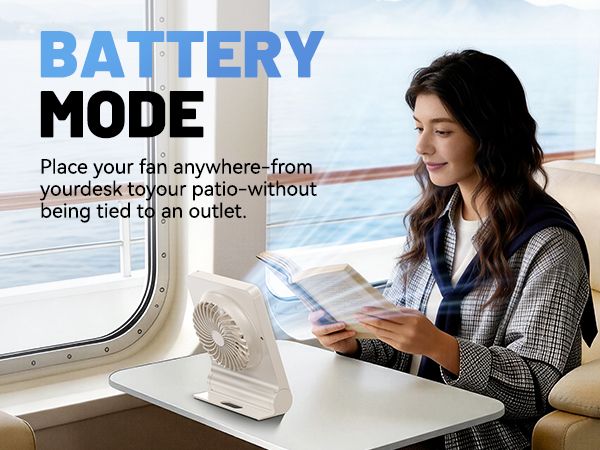 Battery desk fan