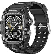 amBand M3 Rugged Case with Band Designed for Apple Watch Series 8/7 45mm - Black