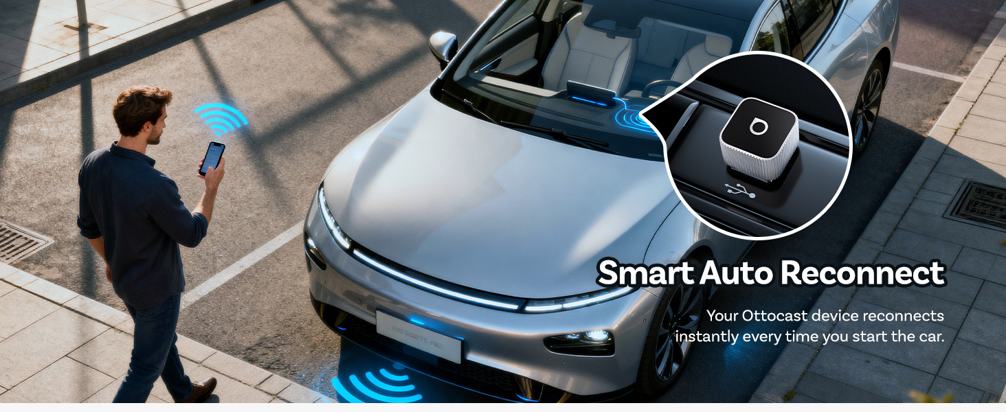 2026 Upgrade Ottocast Mini Cube, 2-in-1 Wireless CarPlay &amp;amp; Android Auto Adapter