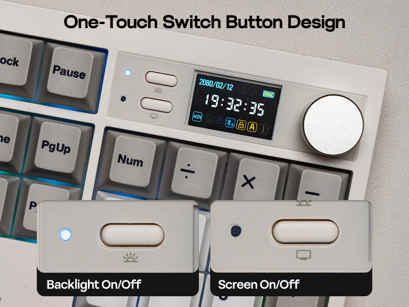 Full Size Mechanical Keyboard with Screen &amp; Knob