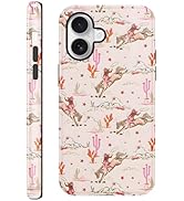 Vulfwela for iPhone 16 6.1'' Cute Cowgirl Star Western Phone Case, 2 in 1 Cool Aesthetic Horsebac...