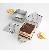 Uncle Jack Square Food Forms Presentation Cooking Molds with Press, Biscuit Dough Cutters, Stainl...