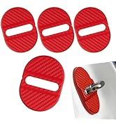 YAWUROU 4 PCS Car Door Lock Latches Covers, Carbon Fiber Shock Absorption Door Lock Protective Co...