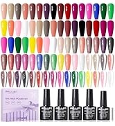 Gellen 24pcs Gel Nail Polish Set, 20 Gel Polish Colors with Base Coat and Glossy Matte Cateye Top...