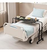 Furist Overbed Table with Wheels Laptop Desk Cart Table Over The Bed Table Adjustable Height and ...