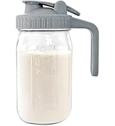 JunVpic Breast Milk Pitcher Jug - 32 oz Glass Mason Jar Airtight Pitcher with Pour Spout Handle f...