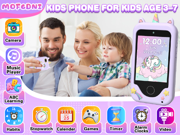 Kids Smart Phone, Unicorn Toys for Girls Ages 3-8 Years Old, Touchscreen Toddler Play Phone