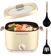 Audecook Hot Pot Electric, 2.5L Portable Nonstick Multicooker, Honeycomb Texture Coating, Travel ...