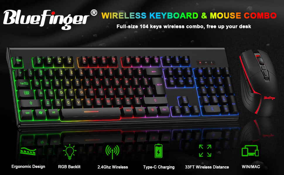 Wireless gaming keyboard and mouse light up keyboard and mouse wireless
