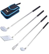 KOOPOOL 4 Pieces Telescoping Inspection Mirror Telescoping LED Lighted Flexible Inspection Mirror...