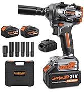 SundpeyPRO 21V Cordless Impact Wrench - 750Ft-lbs(1000N·m) High Torque Brushless Power 1/2 Inch I...