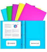 SUNQEBO Two Pocket Folders with Prongs, 5 Pack Paper Folders with Pockets and Prongs, 2 Pocket 3 ...