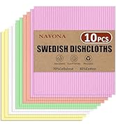 Navona 10 Pack Swedish Dishcloths for Kitchen, Reusable Dish Cloths, Dish Towels for Washing Dish...