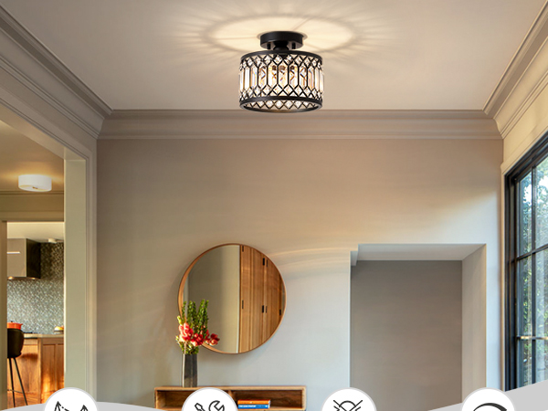 Crystal Black Ceiling Light