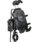 Kaedear Motorcycle Smartphone Holder, Charging, Vibration Absorption, Air Mount, Integrated QI, W...