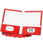 50 Packs 2-Pocket Folder,File Folder Letter Size,Paper Two Pocket Folders with Prongs,Red Pocket ...