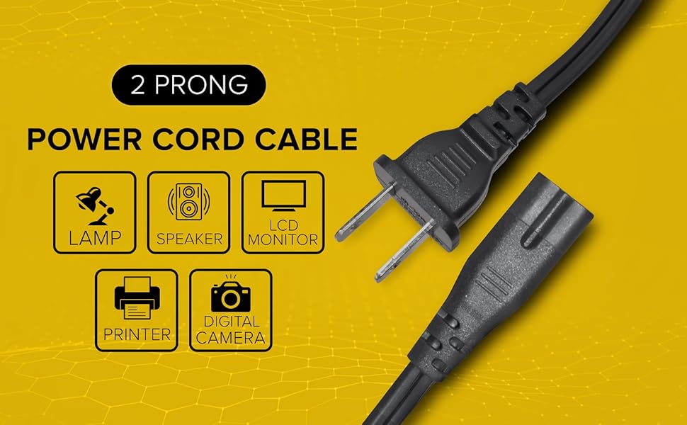 UL Listed 2-Slot Printer Power Cord Cable By BRENDAZ