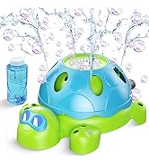 Water Sprinkler for Kids, 2-in-1 Sprinkler Toys with Bubble Machine, Turtle Toddler Outdoor Backy...