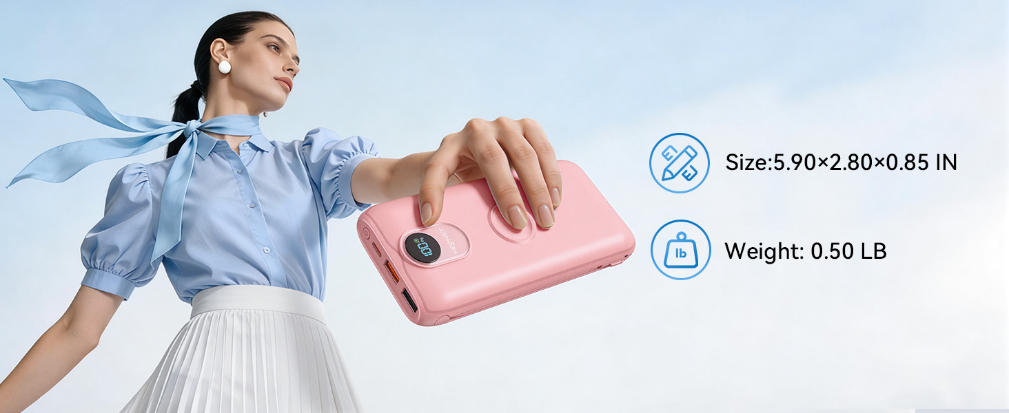 Pocket size power bank, ultra-lightweight battery pack for daily.