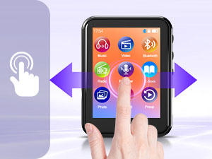 Smartphone screen showing colorful app icons with purple arrow indicators on sides, demonstrating touch gesture or navigation action.