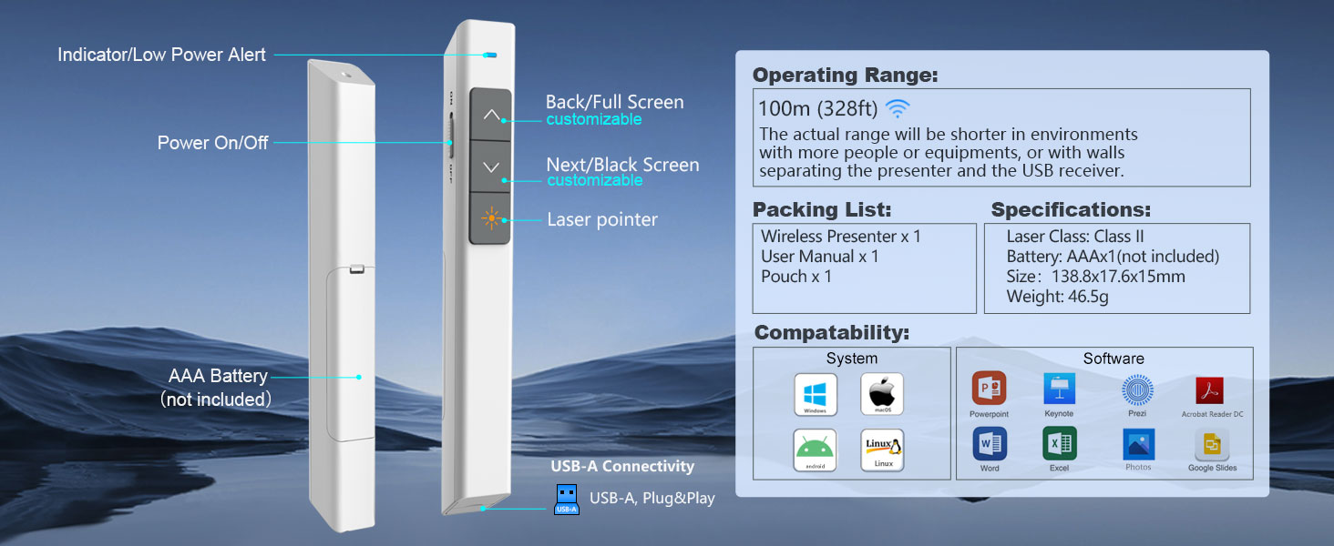 NORWII N26 Long Control Range Presentation Clicker_details_05_CUSTOMISA