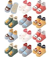 Aroveea Non Slip Grip Ankle Baby Socks 12 Pack for Toddler Boys and Girls Kids,Infant Cute Cotton...