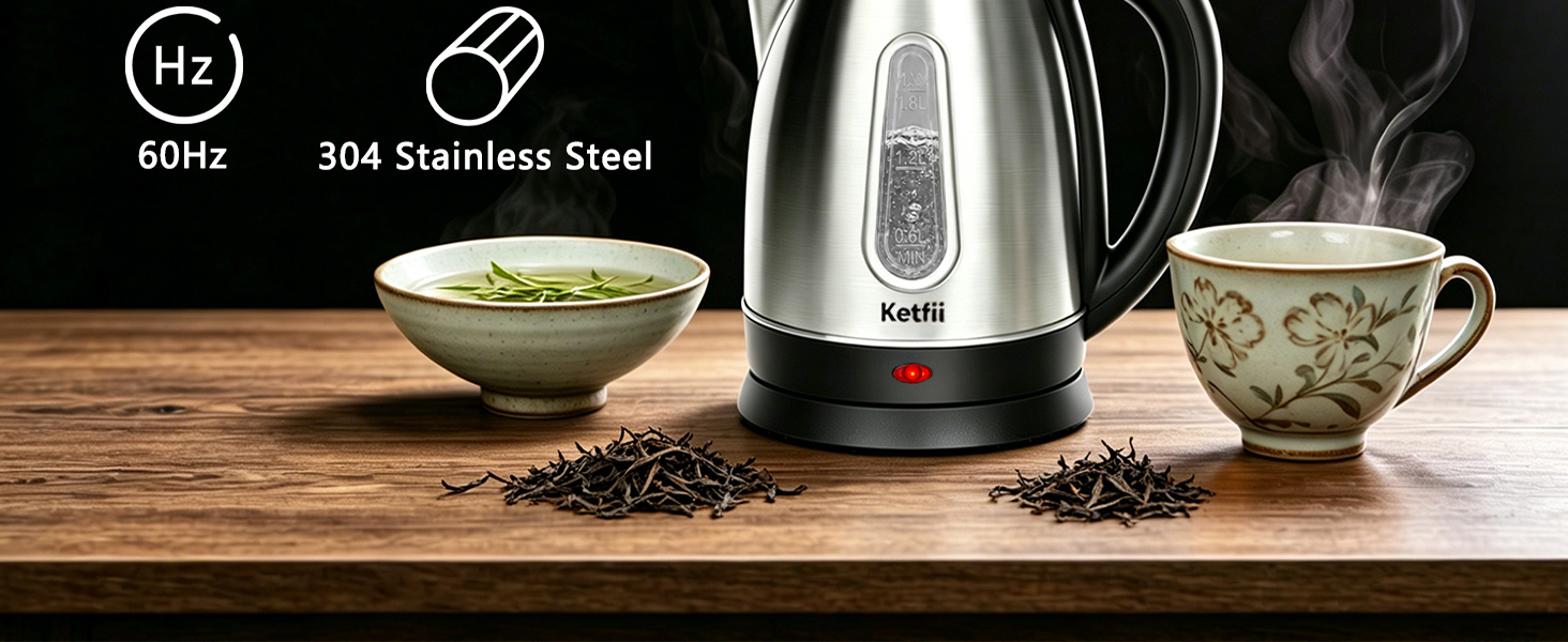 Electric Kettle, Stainless Steel 1.8 Liters Tea, Coffee Kettle &amp;amp;amp; Hot Water Boiler,