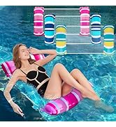 Zcaukya 3 Pack Inflatable Pool Float Hammocks, 4-in-1 Water Floating Mesh Chair for Adults, Swimm...