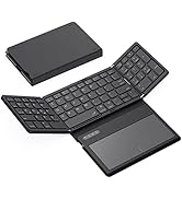 GEODMAER Foldable Bluetooth Keyboard, Portable Full Size Bluetooth Keyboard with Large Touchpad, ...