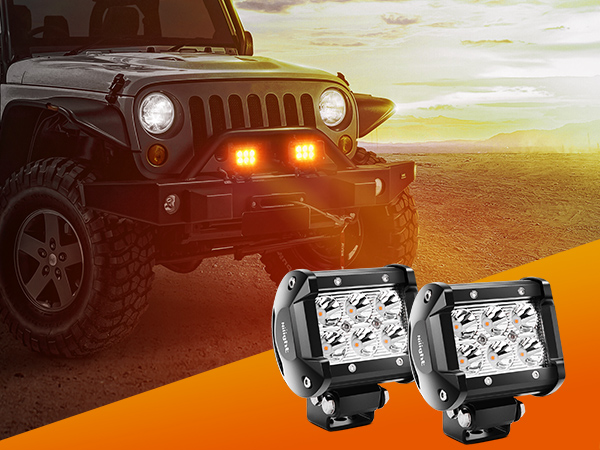 4Inch LED Light Pods Amber Spot Beam Driving Fog Lights