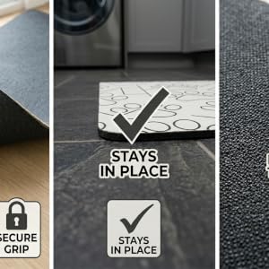 anti-skid entryway rug stays in place on tile
