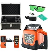 VEVOR Rotary Laser Level 2000ft,360 Degree Self Leveling Green Cross Line Laser,5 Rotation Speeds...