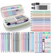 Four Candies 56 PCS Aesthetic School Supplies with Large Pencil Case, 6 Colored Ballpoint Pens, 1...