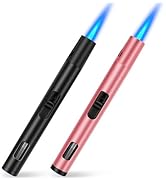 LcFun 2 Pack Torch Lighters Refillable Butane Lighter with Visible Fuel Window, Windproof Adjusta...