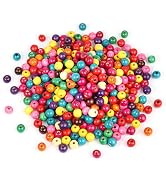 [400PCS] Colorful Wooden Beads, 16mm Large Round Paint Natural Wood Beads Loose Beads Wooden Spac...