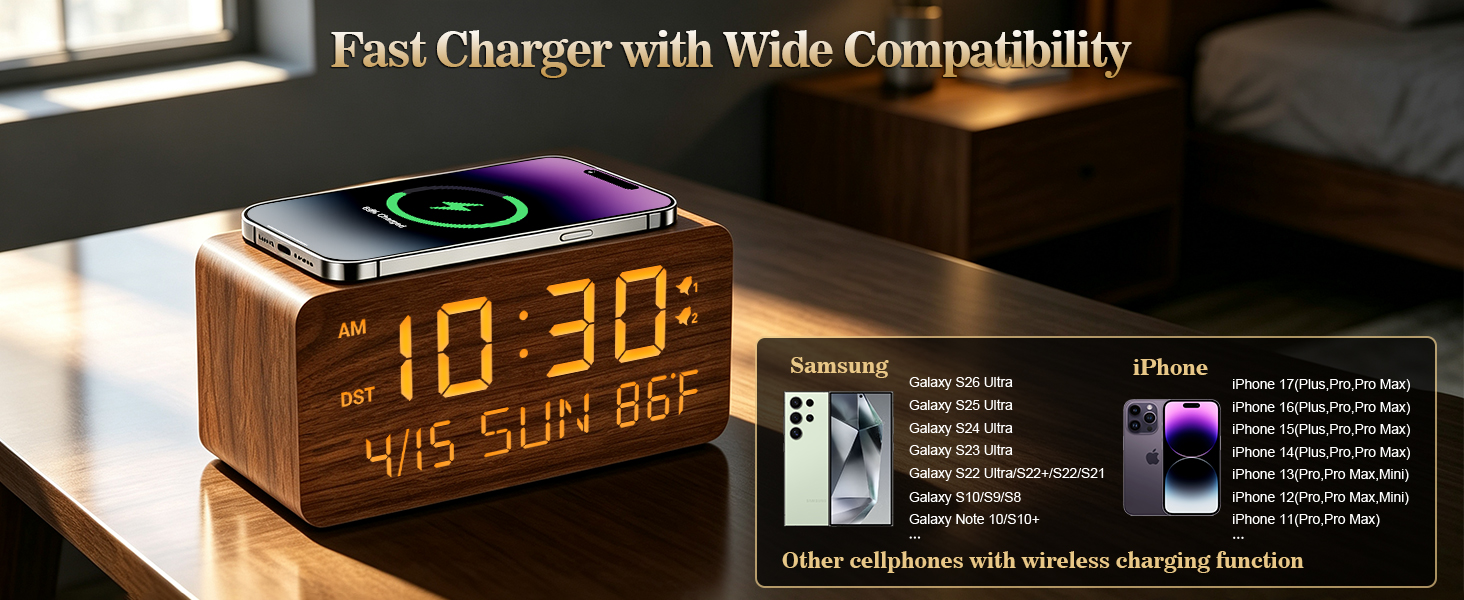 wireless charging clock