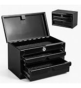 BIG RED 10.7" Mini Portable Steel Tool Box with drawer,Small Metal Tool Chest for Home,Garage or ...