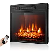 ARLIME 18” Electric Fireplace Insert, Small Recessed Firebox Heater w/Realistic Flame Effect, Adj...
