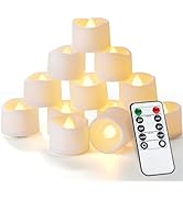 Homemory 12pcs Remote Candles, Timer Candles, 400+Hours Flickering Flameless Battery Operated LED...