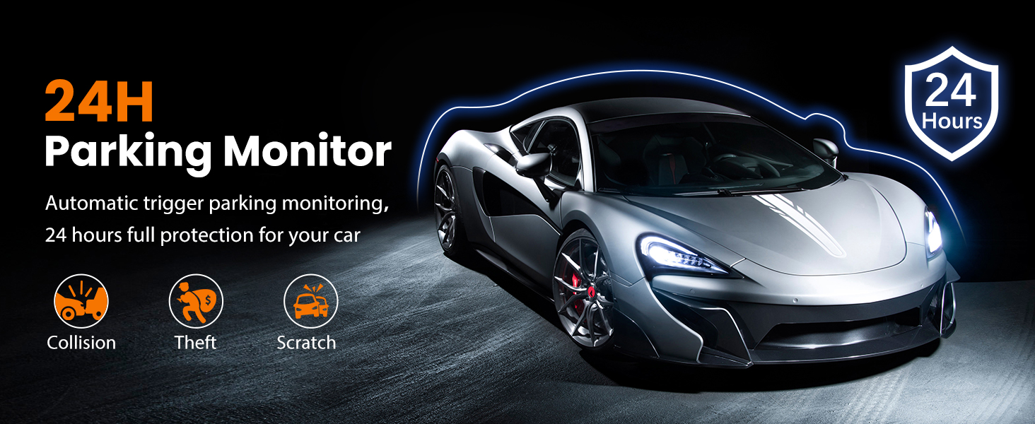 Car dash cam with 24hr parking mote