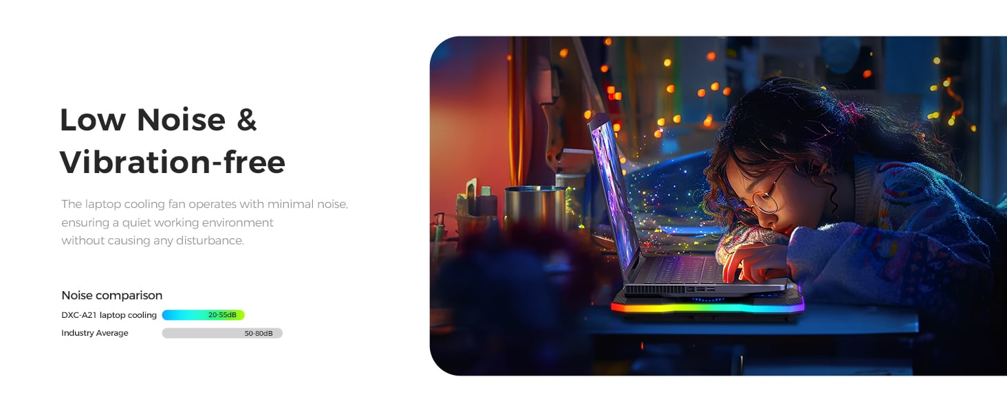 low noise laptop fan cooling pad