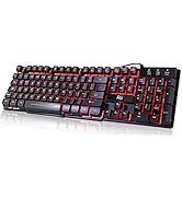 Rii RK100 3 Colors LED Backlit Mechanical Feeling USB Wired Multimedia Gaming Keyboard, Office Ke...