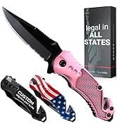 2,95” Serrated Blade Pink Knife - Pocket Knife for Women - Self Defense Knife for Women - Pink Kn...
