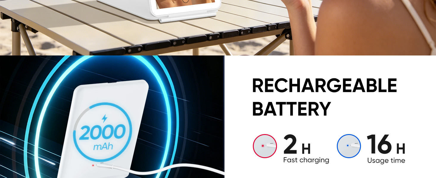 RECHARGEABLE TRAVEL MAKEUP MIRROR