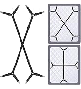 Consss Bed Sheet Straps, Adjustable Durable Bed Sheet Holder Straps with Metal Clips, Elastic She...
