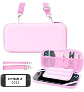 Switch 2 Carrying Case, Portable Switch 2 Case Pink Storage Bag with Shoulder Strap, Large Capaci...