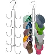 fyfracing Baseball Hat Organizer for Closet, Collapsible Caps Rack with 10 Rotatable Large Hooks,...