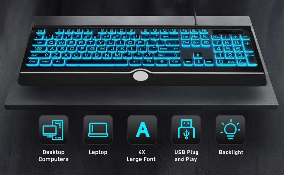backlit wired keyboard