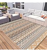 MontVoo Outdoor Rug Carpet Waterproof-Patio Rug Mat 5x8 Reversible RV Camping Rug Picnic Mat Plas...